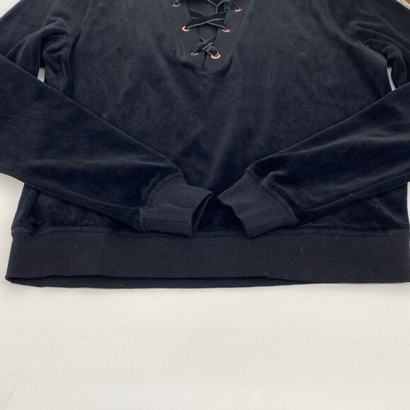 Betsey Johnson Performance Velour Criss-Cross Pullover Sweatshirt Black Small Ne - Picture 5 of 14